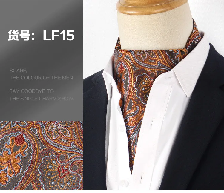 Jacquard Blumen Paisley Cashew Krawatte Hochzeit formale Krawatte Ascot Scrunch selbst britischen Gentleman Polyester Krawatte für Männer Luxus – Detail 16