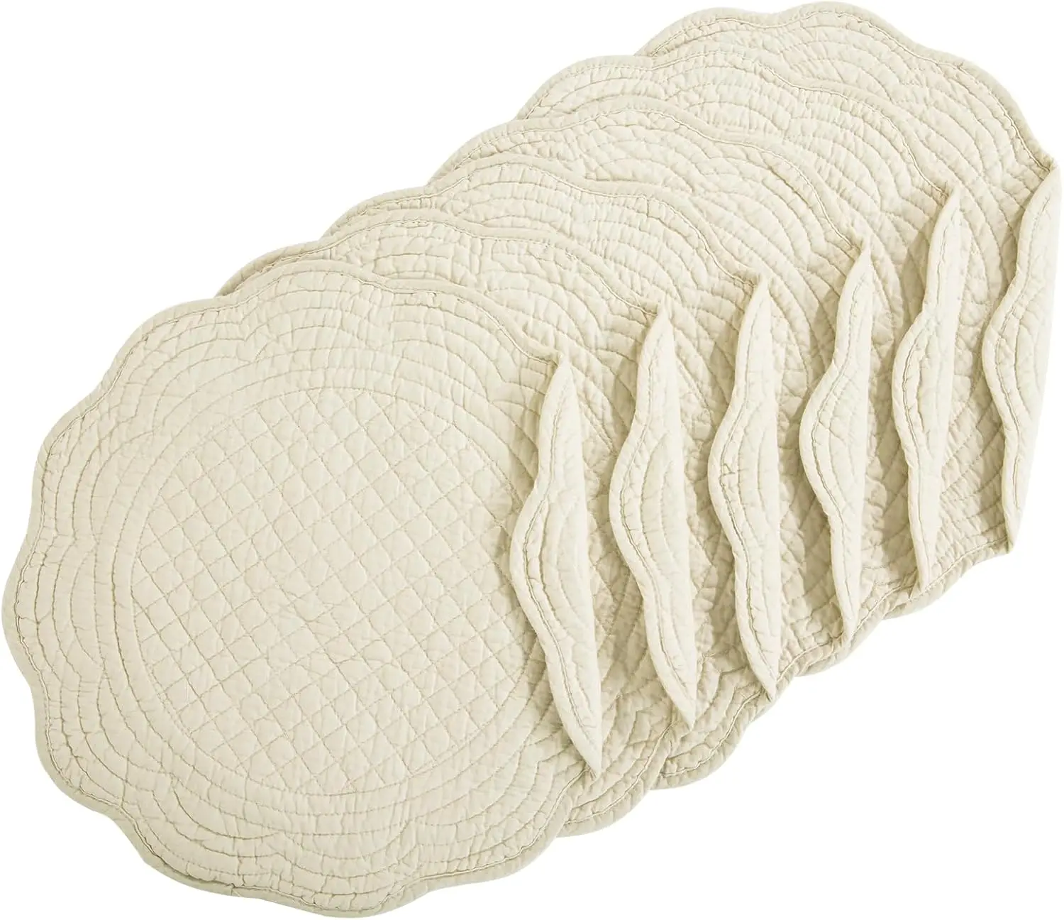 

Набор из 6 стеганых круглых салфеток для кухонного стола, 100% хлопок, 14 дюймов, моющиеся.