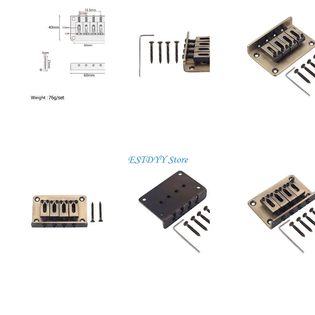

G6DE 4 String Vintage Bridge for Cigar Box Guitar Ukulele Parts Accessories