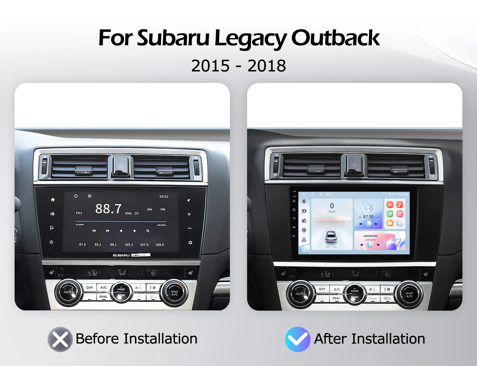 Android 16 Wireless CarPlay For Subaru Legacy Outback 2015 -2018 GPS Navigation Multimedia Player Auto WIFI 4G QLED 2000*1200P