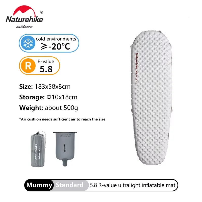 Naturehike 2026 Aufblasbare Campingmatratze R 4.6/5.8/8.8 – Leichte, tragbare Zelt-Isomatte für Outdoor, Reisen, Wandern und Strand