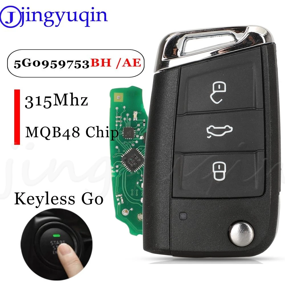 Jingyuqin zdalny kluczyk Mqb System 315mhz Mqb48 dla VW Polo Tiguan Crafter 7C0959752C bezkluczykowy przejść 5G6959752AN , 5G6959753AE/BH