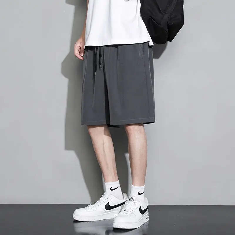 アイスシルク速乾ショートパンツ夏軽量ルーズフィットビーチスポーツカジュアルストレートレッグパンツティーンエイジャー用