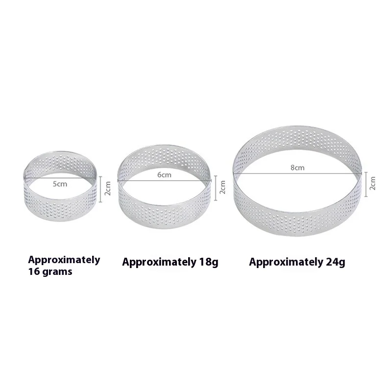 

Stainless Steel Mousse Cake Mold Heat-Resistant Perforated Round Tart Ring Cookies Pastry Circle Cutter Mold Baking Tools 5CM