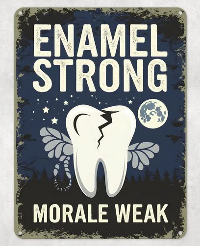 Enamel Strong Funny Teeth Metal Poster Wall Tin Sign Man Cave Shed Home Plaque --Tin Sign