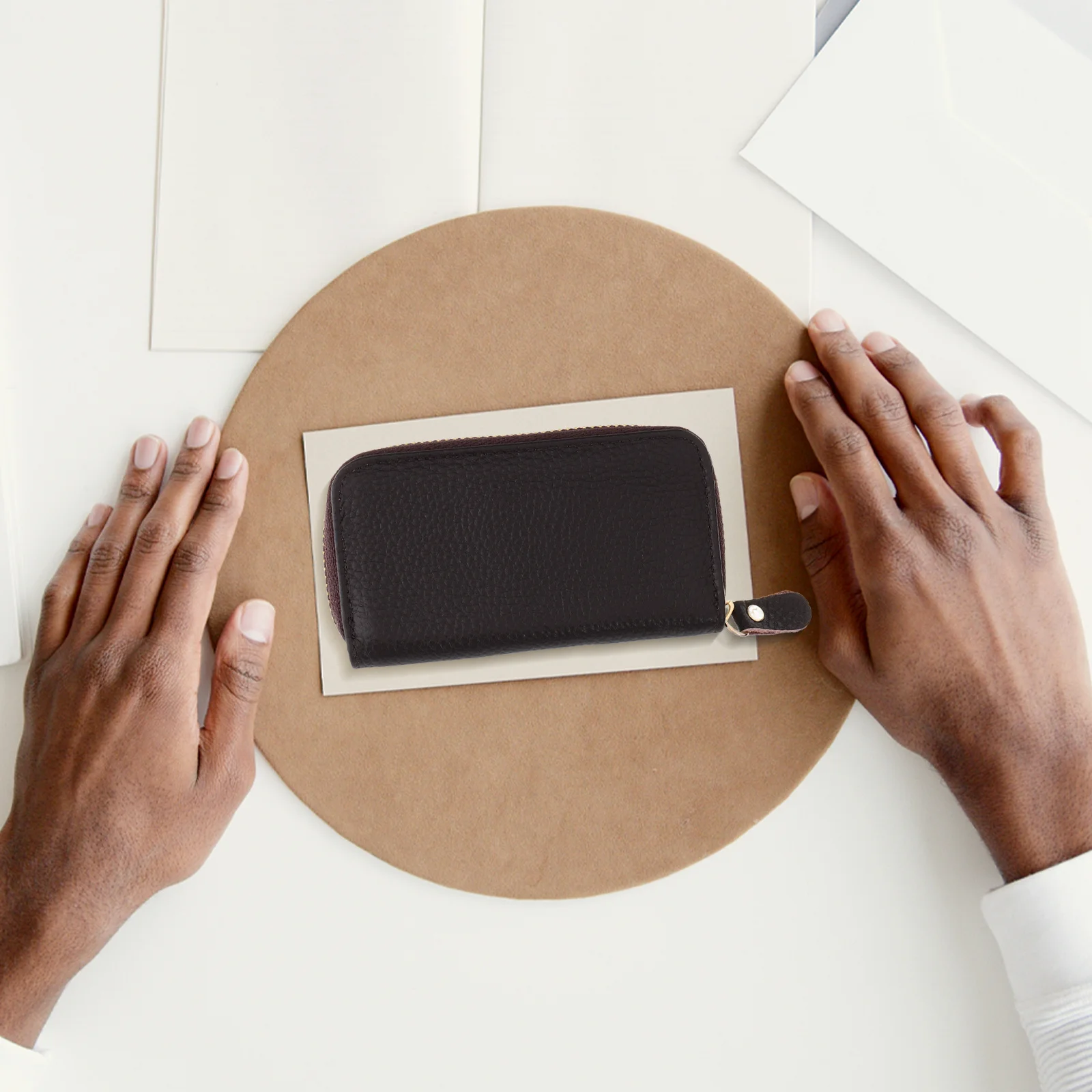 

Large Capacity Key Holder Pu Zipper Keycase For Car Home Office Portable Key Pouch Wallet Card Organizer Unisex