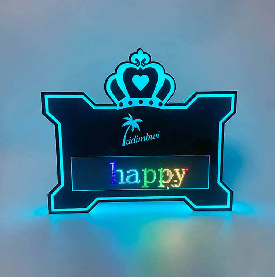 Rechargeable Digital LED Crown Shape Programmable Message Board LED Luminous Service Letter Message Sign for Night Club Decor