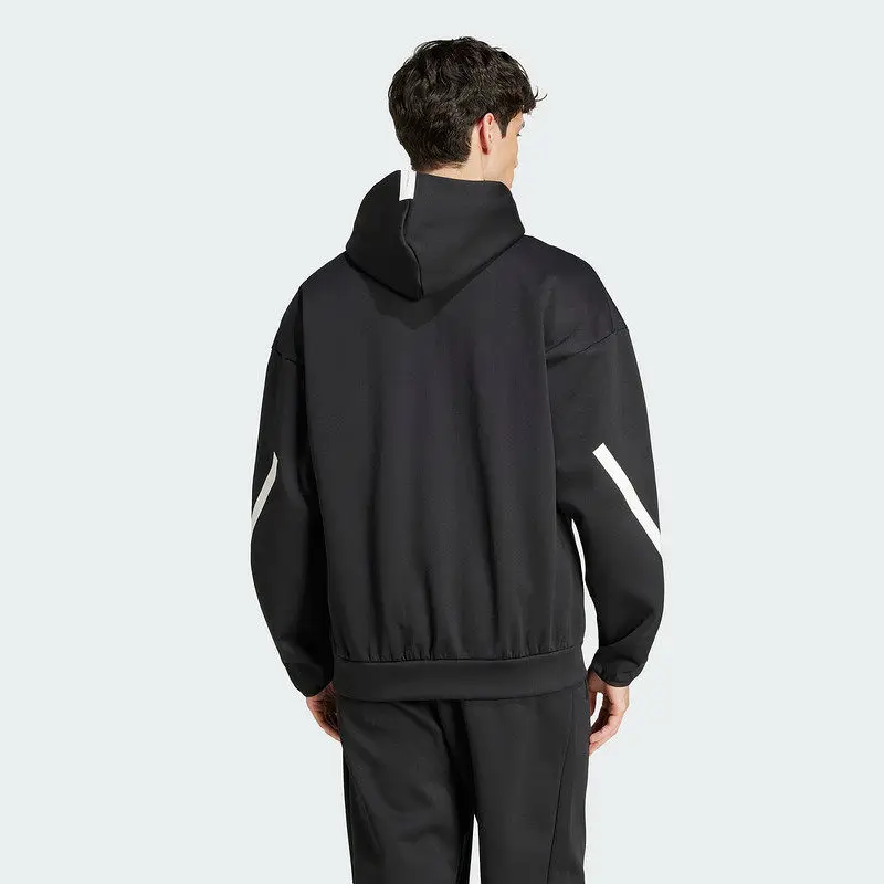 2026 New Adidas Mens Knit Hooded Jacket JD5984 Black Full Zip Sportswear