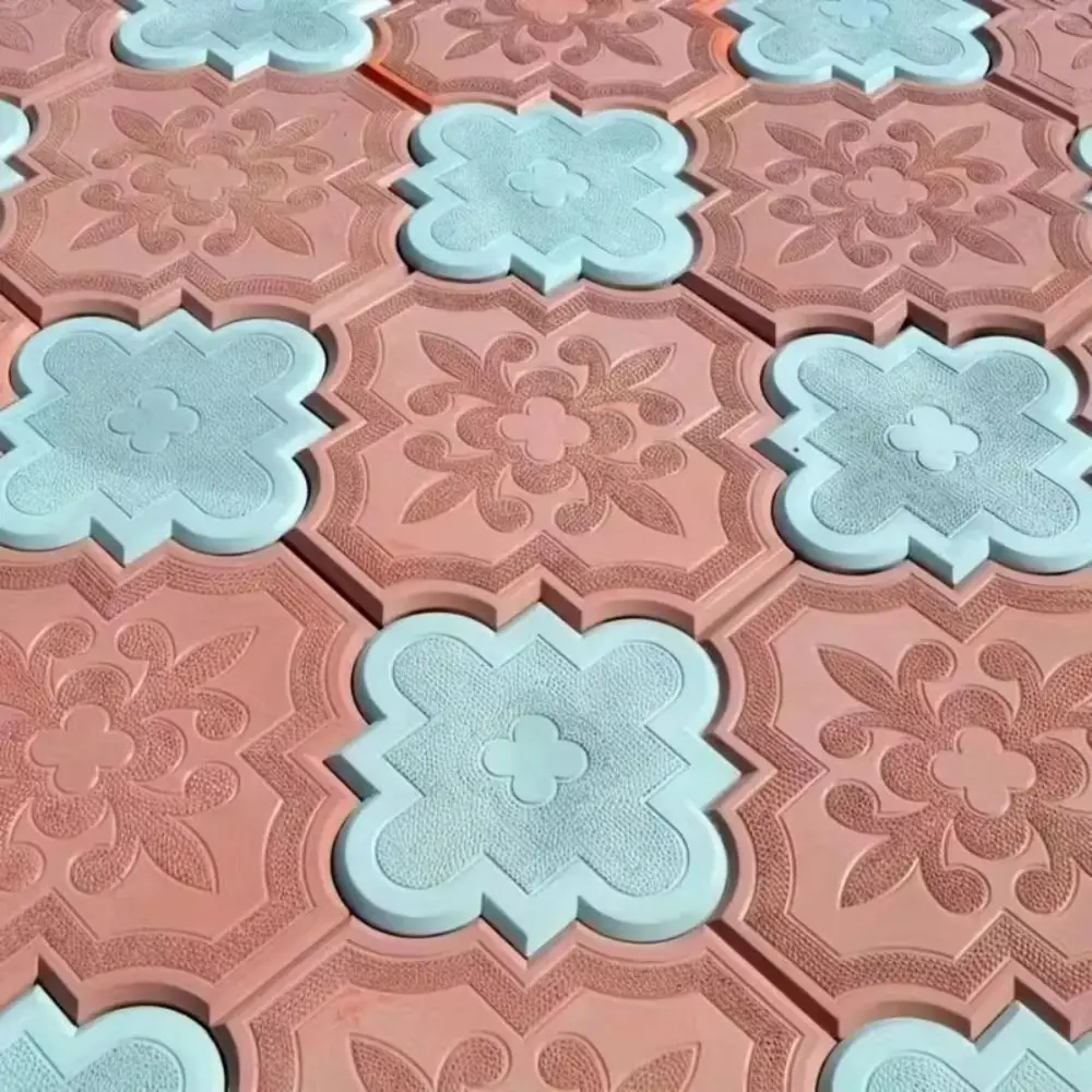 2Pcs/Set 30cm Paving Brick Mould Plastic Big Small Flowers Concrete Path Maker Mold Reusable DIY Stepping Stone Paver
