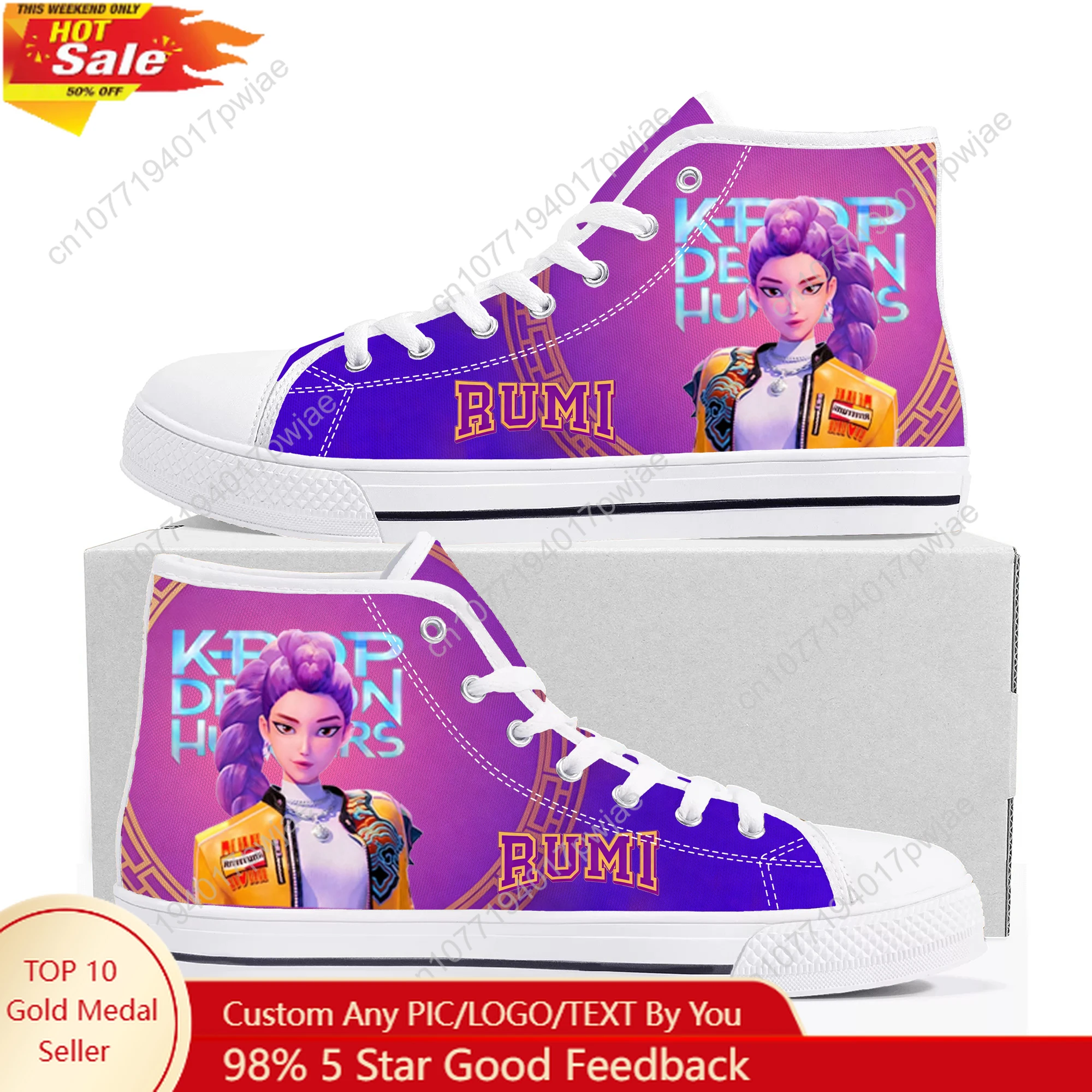 

KPop Demon Hunters Rumi High Top High Quality Sneakers Mens Womens Canvas Sneaker Ghana Hiking Fashion Casual Shoes Custom Shoes
