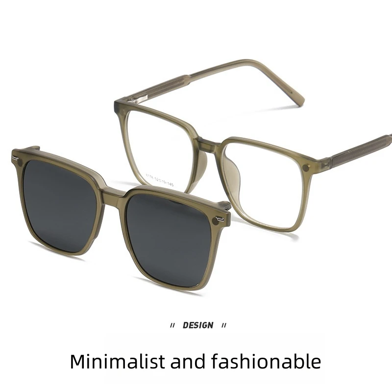 FIRADA Fashion Comfortable Magnetic Glasses Retro Square Polarized Eyewear Prescription Eyeglasses Frame For Men Women 8178-C