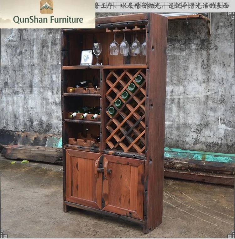 

# Solid Wood Antique Vintage Wine Cabinet & Bar Rack China Origin Living Room