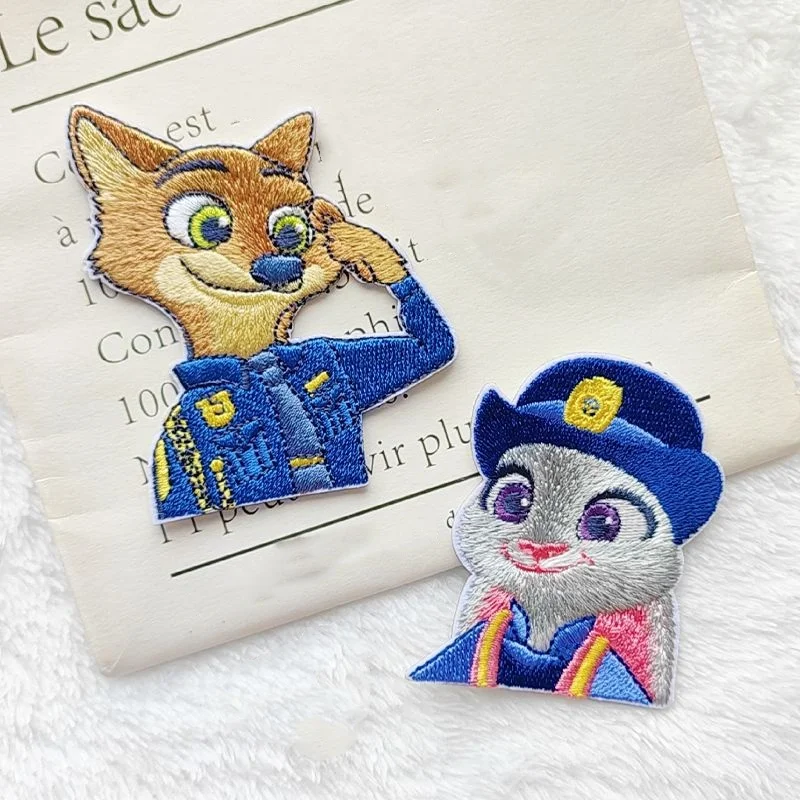 Pano lavável adesivos para reparação de roupas e decoração, Disney Zootopia Judy Hopps, Nick Wide Cute Doll Shape, auto-adesivo