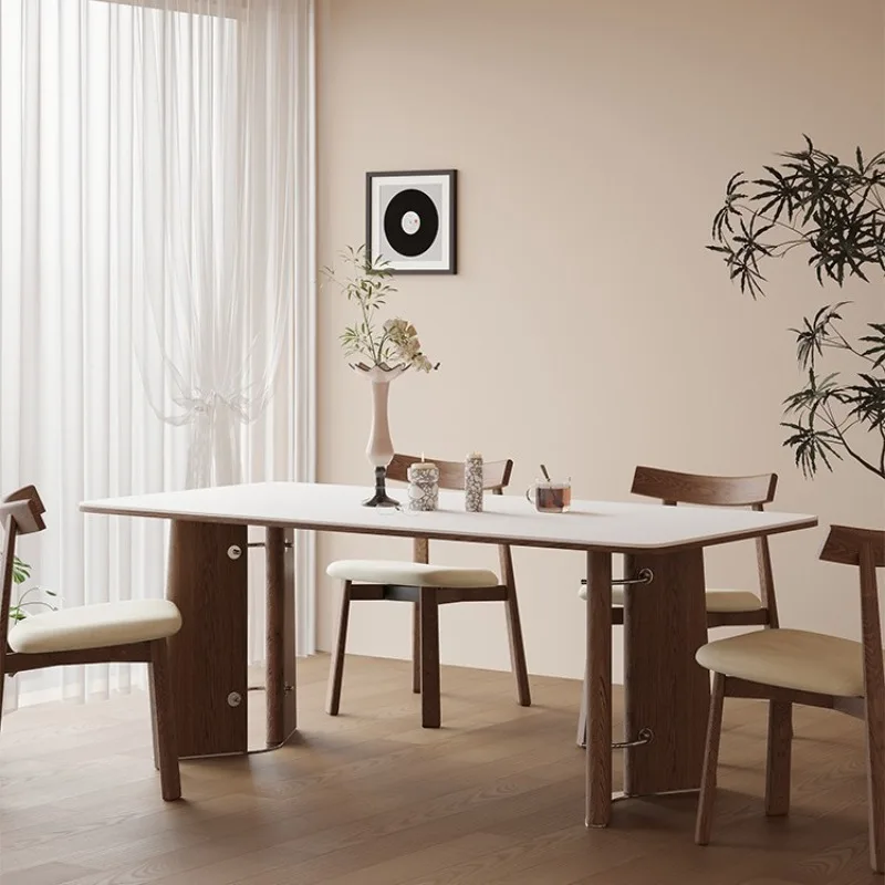 

Шифер из массива дерева, чистый белый травертин, обеденный стол, ясень ореха, гостиная, небольшой бытовой тип, современная простая столовая