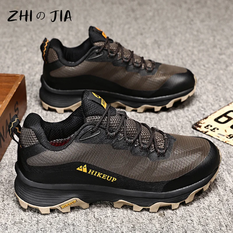 Men's Sneaker Outdoor Anti Slip and Wear-Resistant Mountaineering Shoes Travel Hiking Jogging Casual Footwear Genuine Leather