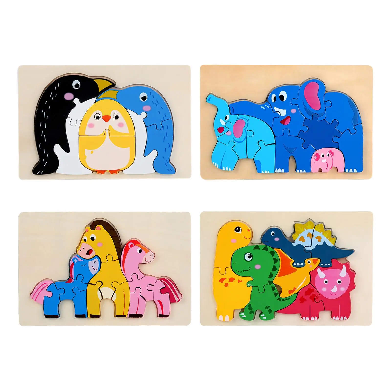 Puzzle en bois Montessori, planche de Puzzle, formes de couleurs, puzzles en forme d'animaux pour