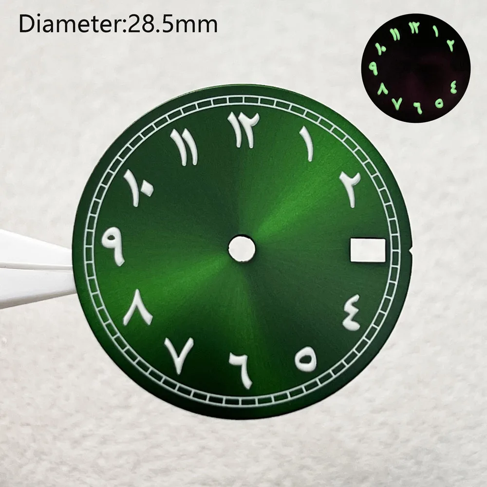 Quadrante NH35 28,5 mm quadrante arabo luminoso cassa dell'orologio NH35 39 mm adatto per movimento automatico NH35 M228206-0025 quadrante slog watchmods