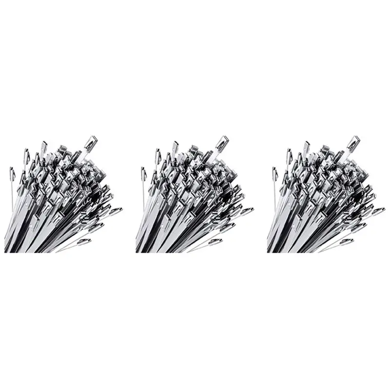 

Новинка - 300 шт., завязки для забора, многофункциональные самоблокирующиеся завязки на молнии из нержавеющей стали для наружного сада, фермы, клетки для домашних животных, забор