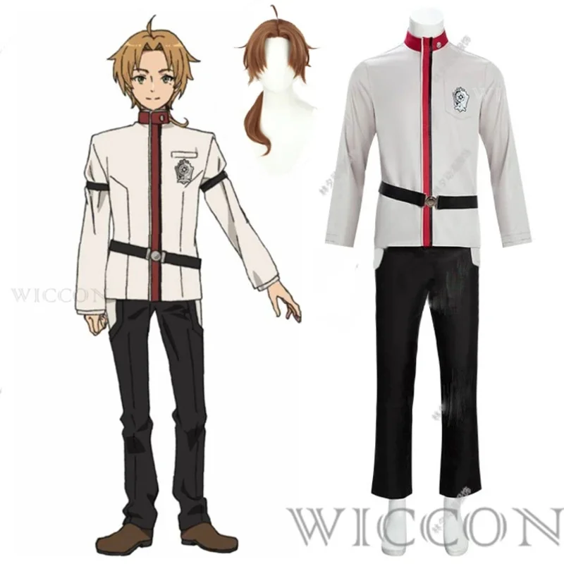 Anime S2c1 Mushoku Rudeus Greyrat Cosplay Costume Wig Tensei Cosplay Uniforms Top Pants Suit Halloween Party Men Roleplay Outfit