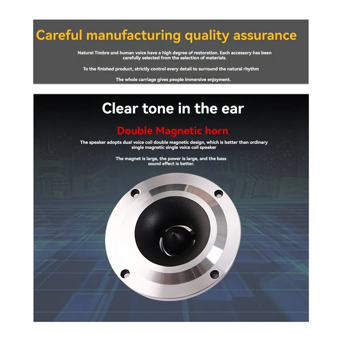 Tweeter Speaker, 4 Ohm 150W, Professional Treble Horn for Car Audio Modification-A22U