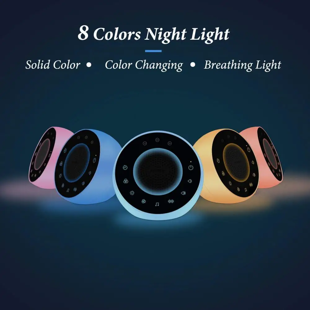 HOUSBAY Glows White Noise Machine 31 Soothing Sounds Sleep Machine 8-Color Night Light Sleep Aid Device with Timer Bedside Lamp