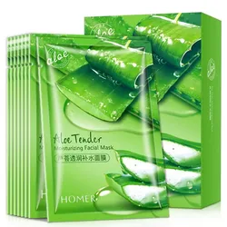 10pcs Natural Aloe Vera Gel Face Mask Remove Acne Control Oil Depth Replenishment Moisturizing Wrapped Mask Shrink Pores