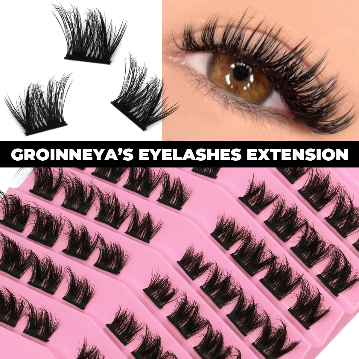 Lasvirey Ciglia a grappolo fai-da-te Estensione ciglia individuali Vassoio misto Volume naturale Ciglia finte visone Manga Lash Cluster Trucco