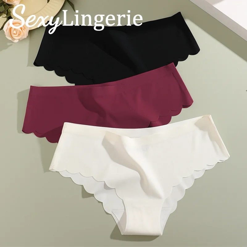 Seamless Briefs Sexy Lingerie Ice Silk Underwear for Women Invisible Comfort Cotton Crotch Underpant Mid-waist Girl Panties