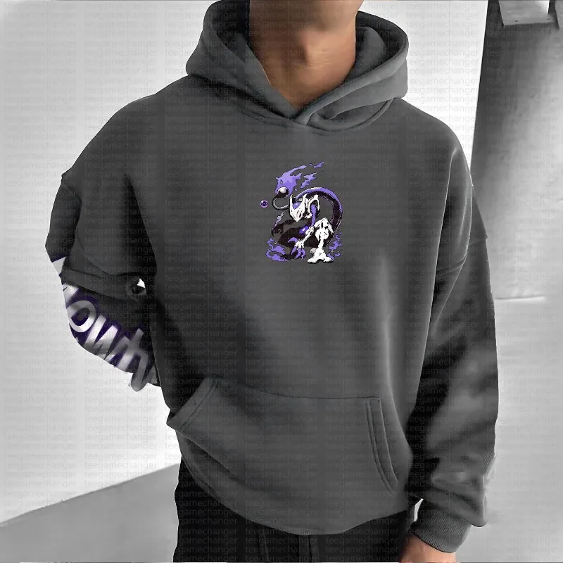 بوكيمون الإبداعية Mewtwo مزدوجة مطبوعة هوديي للرجال والنساء الخريف/الشتاء سترة جديدة Harajuku حجم كبير الاتجاه غير رسمي سترة