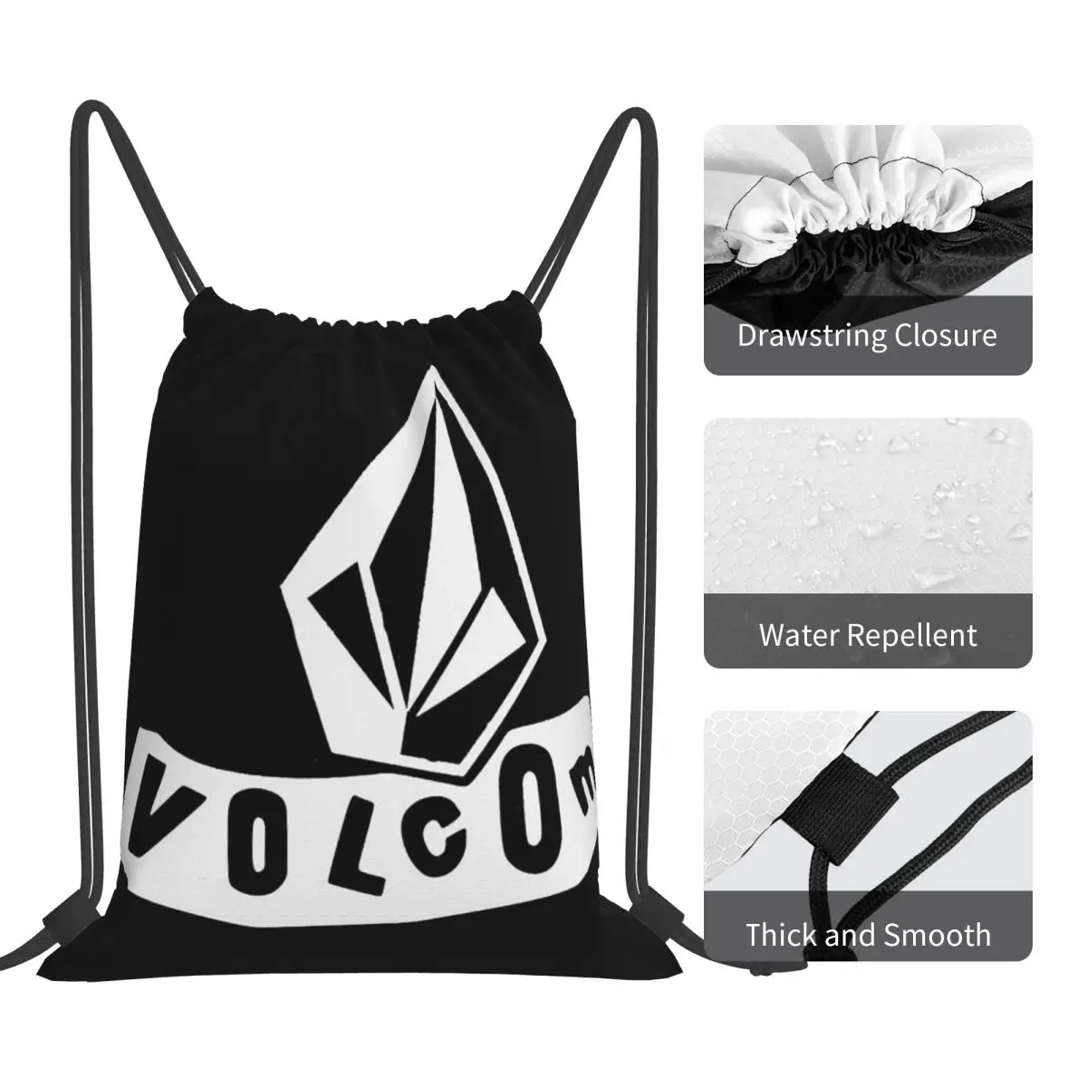 Volcom Logo Plecaki Przenośne torby ze sznurkiem Pakiet ze sznurkiem Kieszonkowa torba sportowa Torby na książki dla mężczyzn, kobiet, studentów