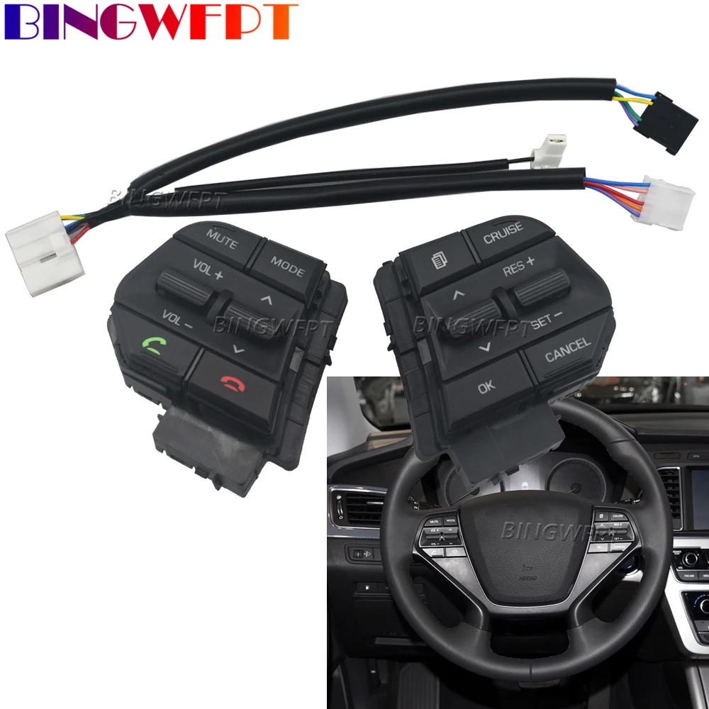 

Многофункциональная кнопка управления громкостью, телефоном и круиз-контролем на руле (левая и правая) с проводами для Hyundai Sonata 9 2.4L 15-17