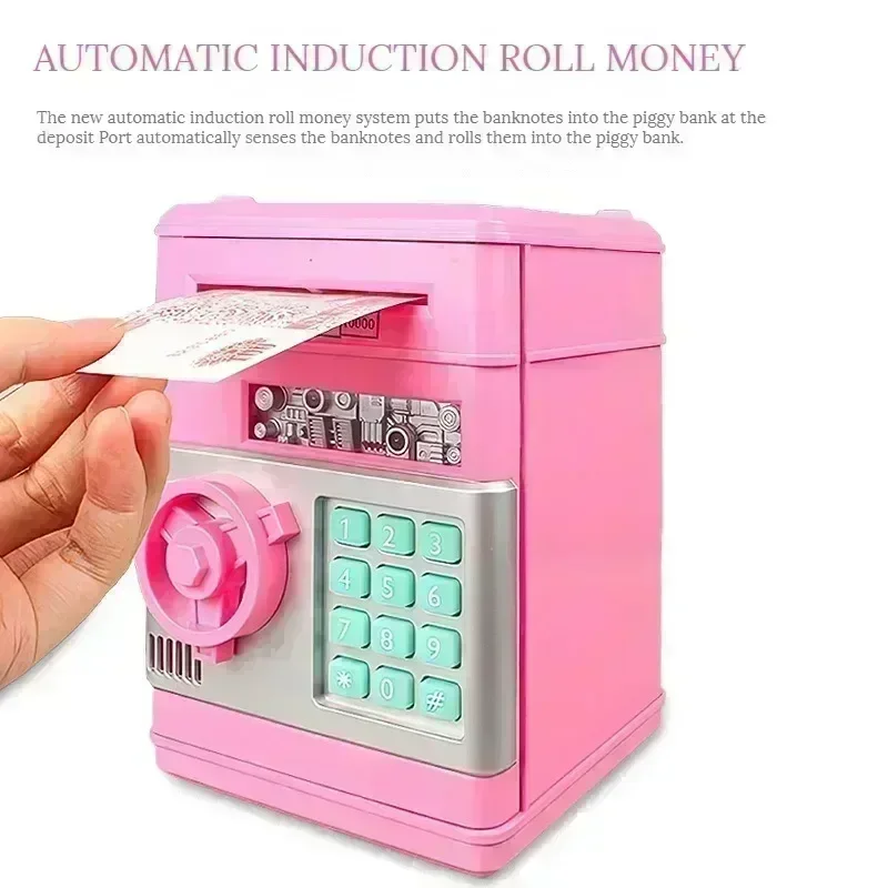 Electronic Piggy Bank Automatic Mini Safe Cash Coins Saving Money Box Password Counter Code Key Lock Coin Bank ATM Child Gift