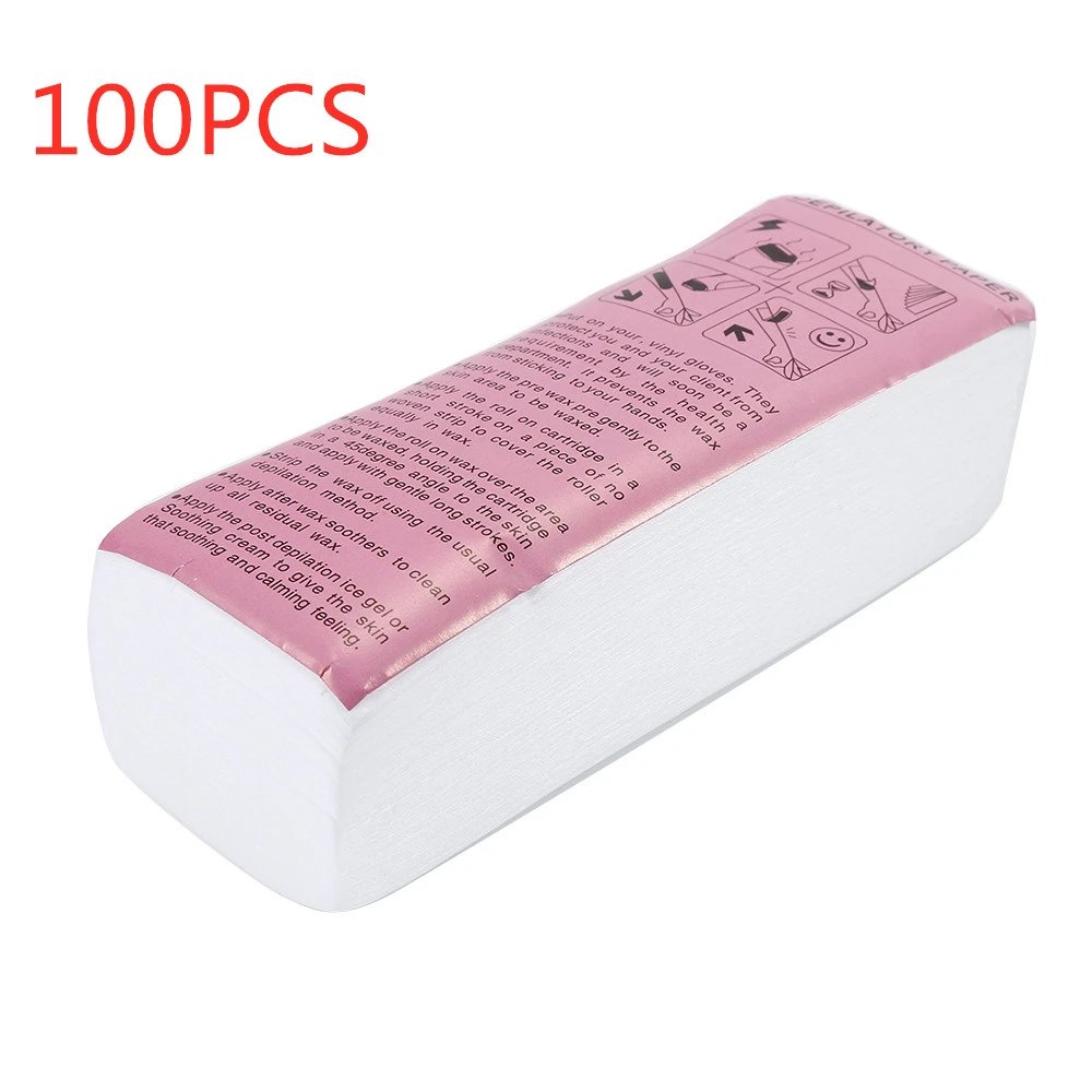 100pcs/lot Non Woven Epilator Wax Strip Body Cloth Hair Remove Wax Paper Rolls High Quality Hair Removal Wax Strips Pad