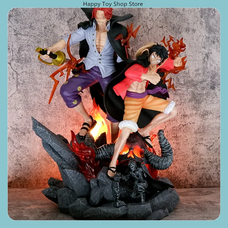 

50cm One Piece Red Hair Shanks & Luffy Inheritance Ties Bond Statue Anime Figure Model