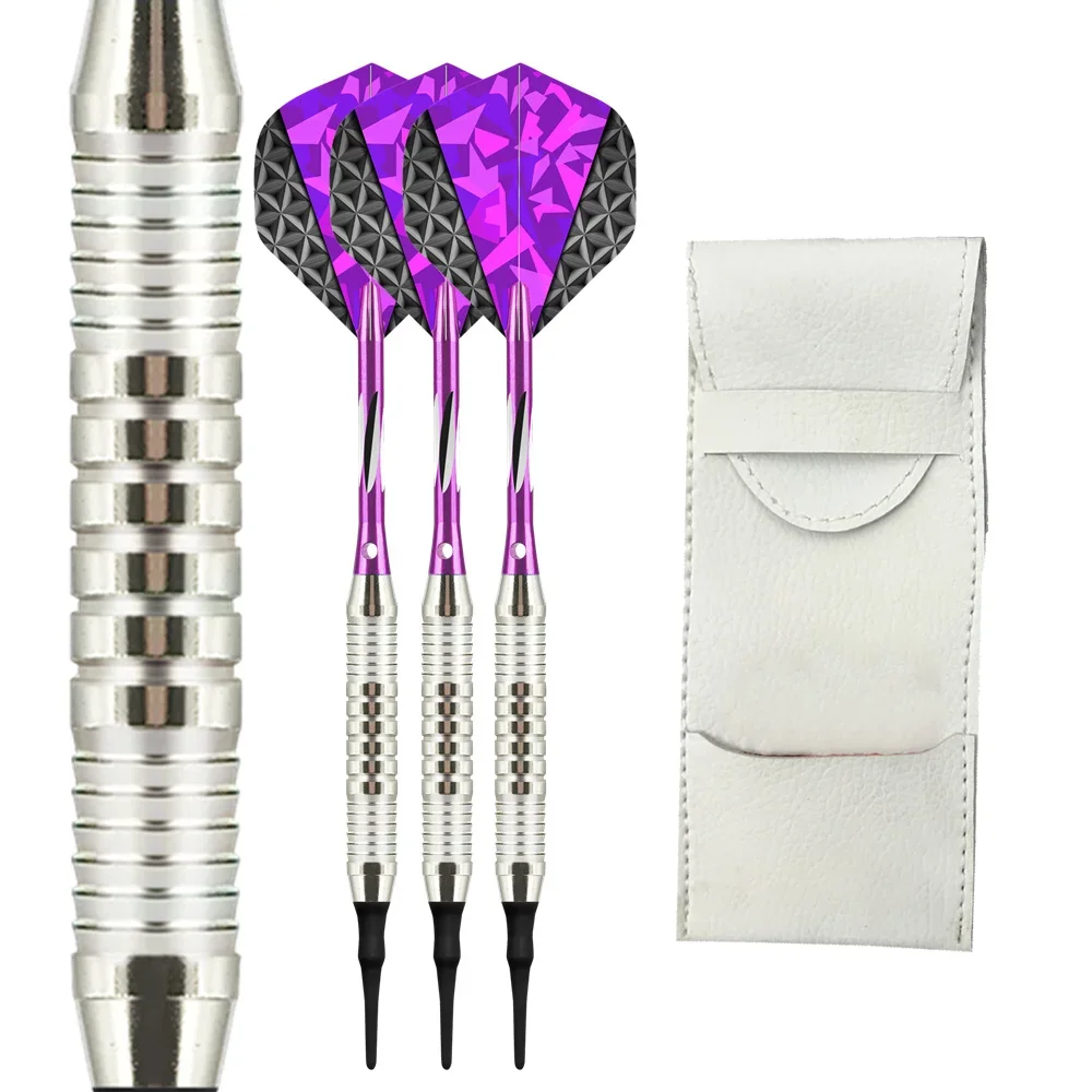 HBS 18g Soft Darts 3pcs/ Set of Entertainment Competitive Safety Darts with Fantasy Purple Aluminum Alloy Rod Laser Leaf Series