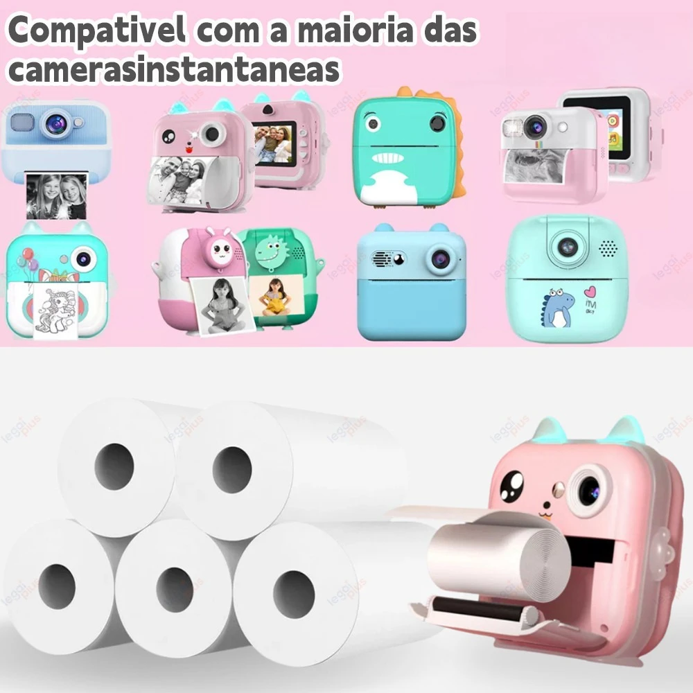 Kit com 30 Bobinas de Papel Térmico Branco Refil para Mini Impressora Portátil, Câmera Instantânea e Máquina de Recibos