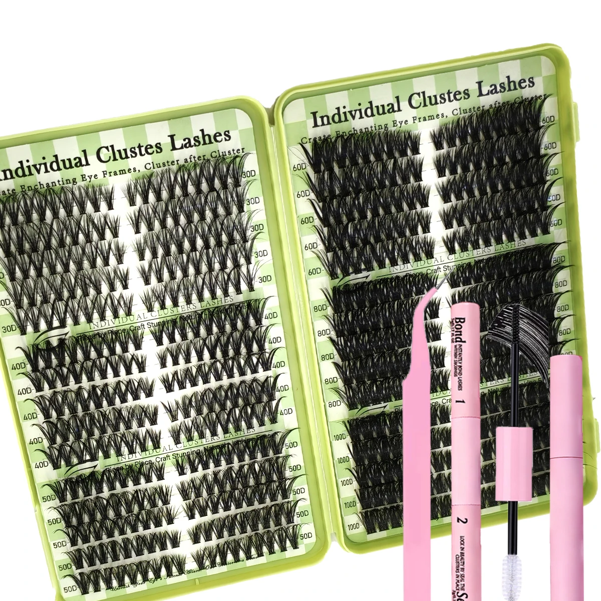 60-reihiges DIY-Wimpernverlängerungs-Set, Cluster, individuelles Wimpern-Set, Mix-Stile, 10–18 mm, mit Bindung und Dichtung, Augen-Make-up-Werkzeug – Detail 10