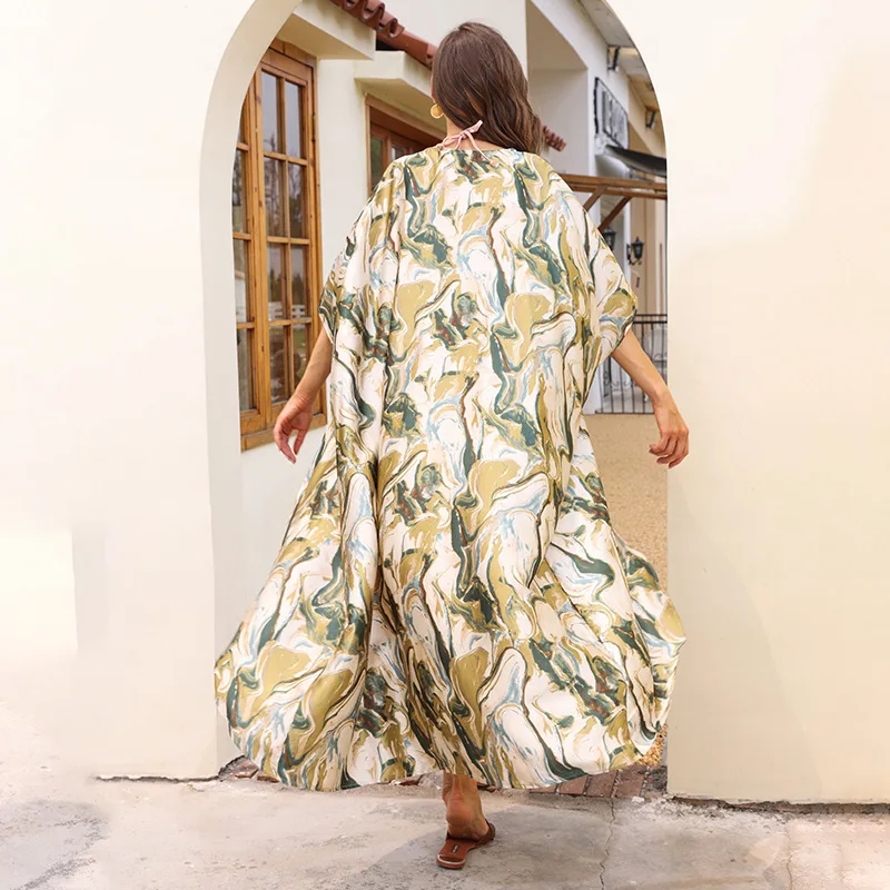 Sommer Neue Outwear Freizeit Urlaub Druck Strand Bikini Badeanzug Cover Up Sonnenschutz Kleid Strickjacke