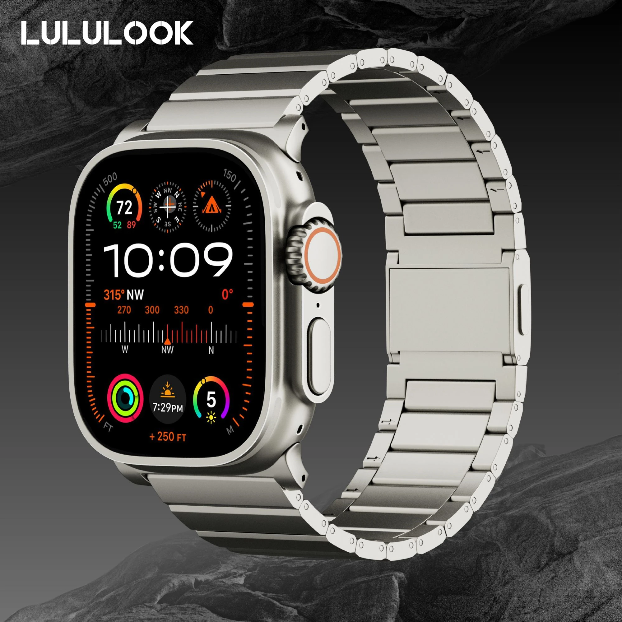 

LULULOOK Titanium Band For Apple Watch Ultra 2/Ultra,Magnetic Band With DLC Scratch Resistant Color Matching For iWatch Ultra 49