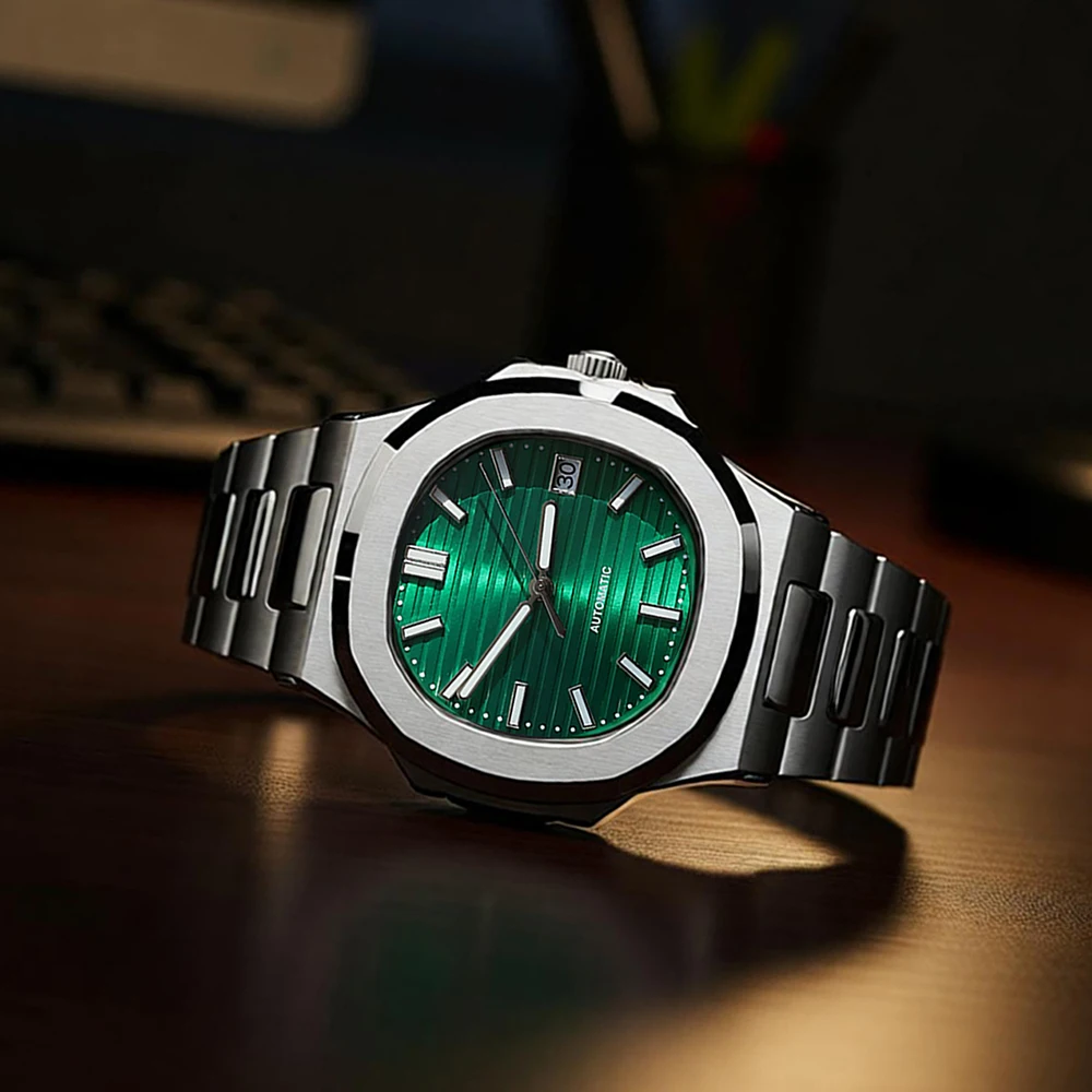 Reloj NH35 para hombre, esfera con logotipo personalizado, reloj mecánico de acero inoxidable para hombre, reloj resistente al agua compatible con reloj con movimiento NH35