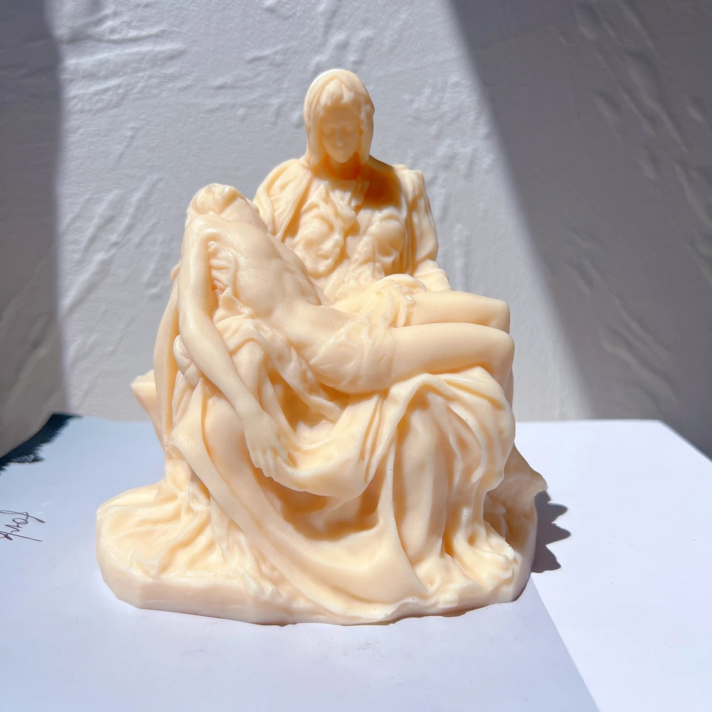 Classic Portrait Greek Art Sculpture Tabletop Ornament Home Decor Silicone Mould Italian Pieta Virgin Mary Statue Candle Mold