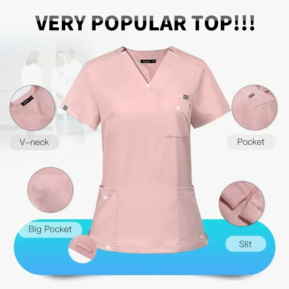 Medical Scrub พยาบาลชุดผ่าตัดคุณภาพสูงยืดหยุ่นขัด Healthcare Pharmacy สีทึบชุดขายส่ง Workwear Unisex