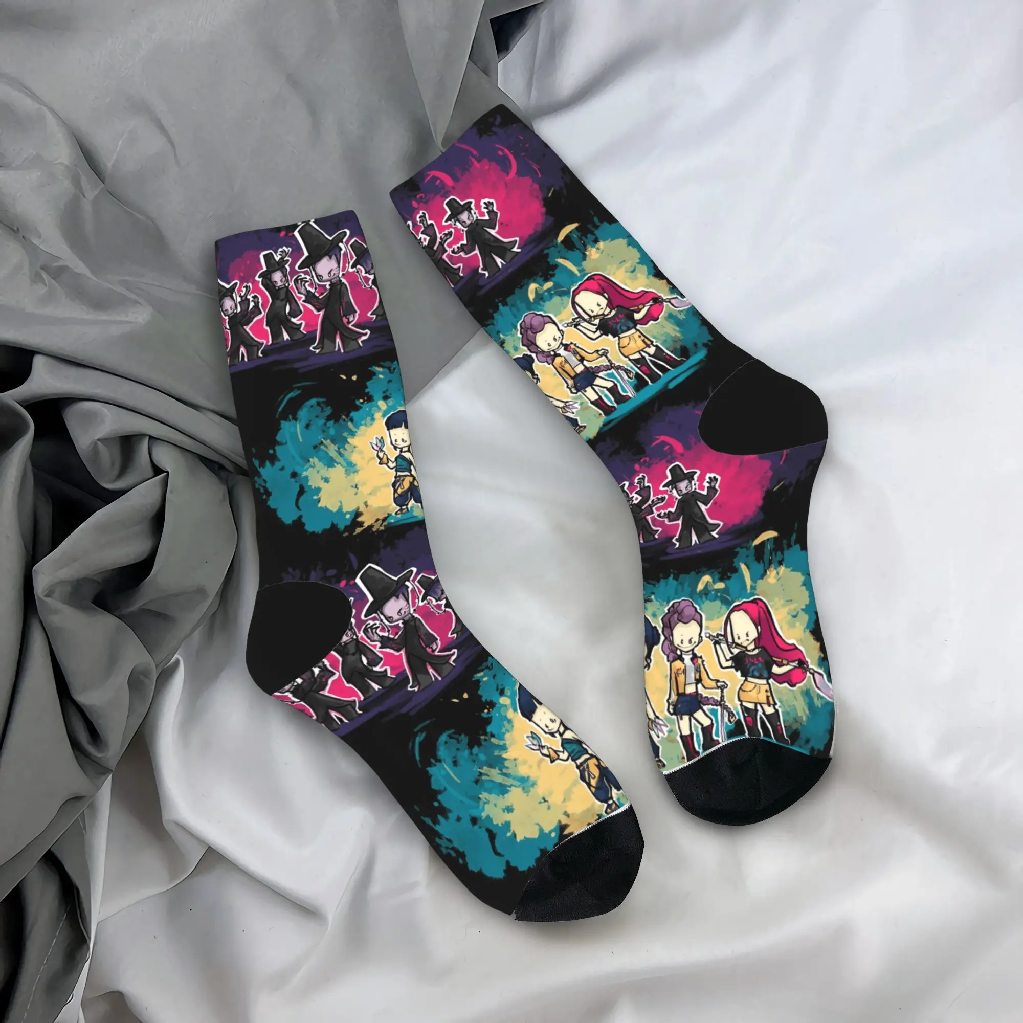 

Saja Boys vs Huntrix Kpop Demon Hunters Socks Design Stockings Non Slip Men's Socks Soft Autumn Novelty Skateboard Socks