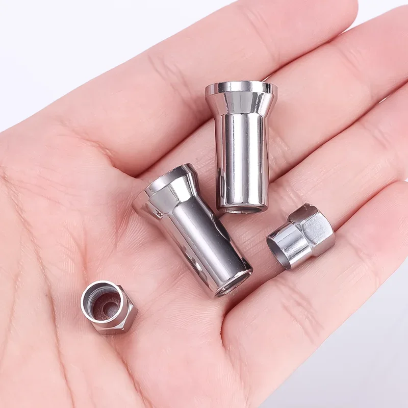 TR414AC Chrome Car Truck Tire Wheel Tyre Valve Stem Hex Caps with Sleeve Covers Left Right Front Rear Autos Accesorios