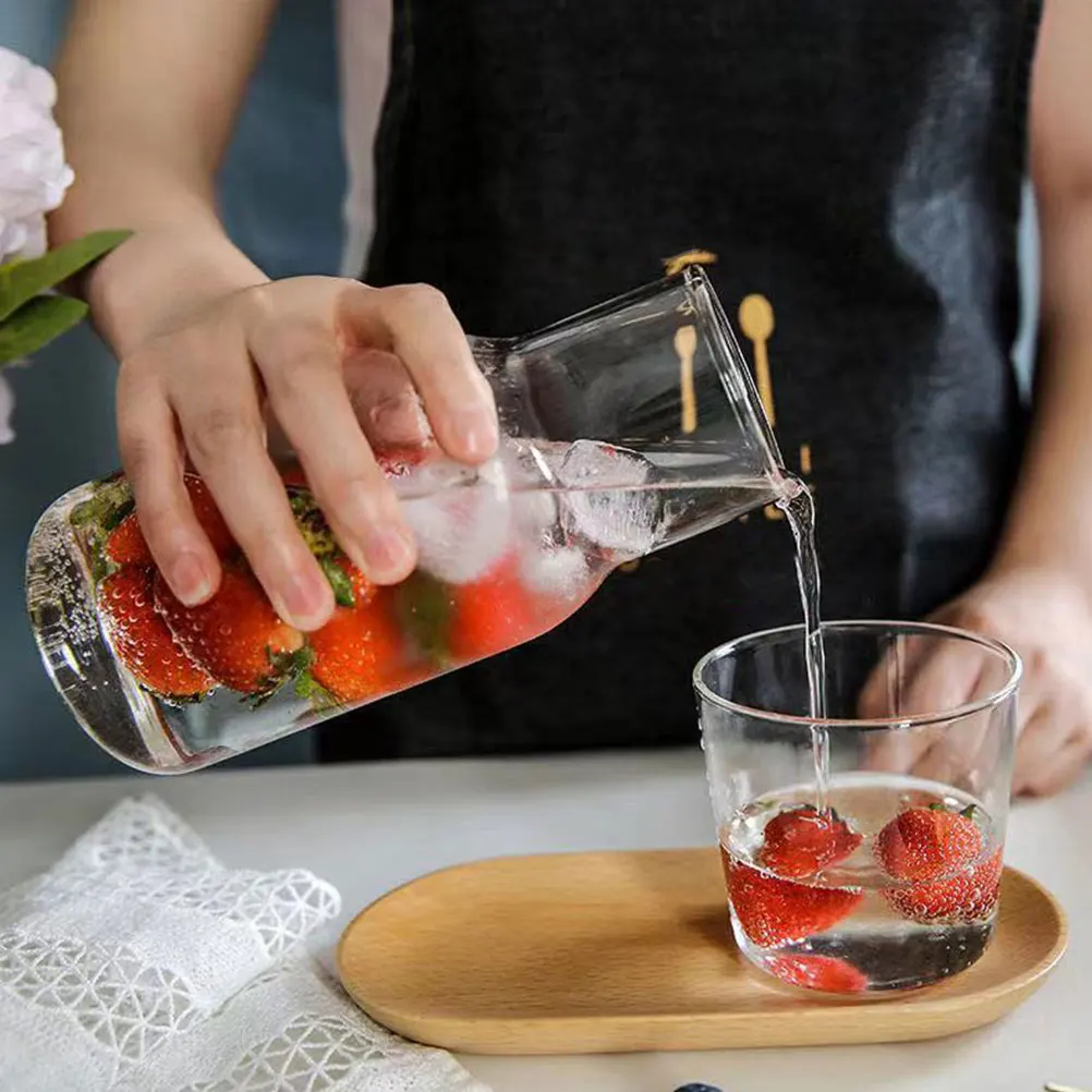

Cold Water Set Glass Pitcher Stand Carafe Bedside Transparent Water Carafe Jug Drinkware Juices Tea Home Decor Gift