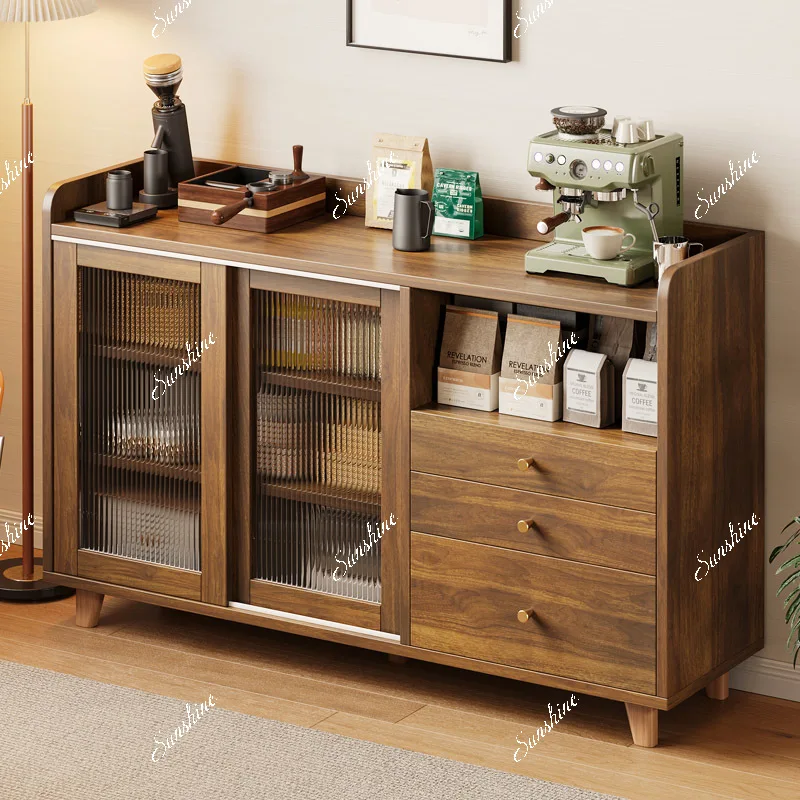 Japanese-style dining side integrated living room against the wall, kitchen storage, storage cabinet simple and modern