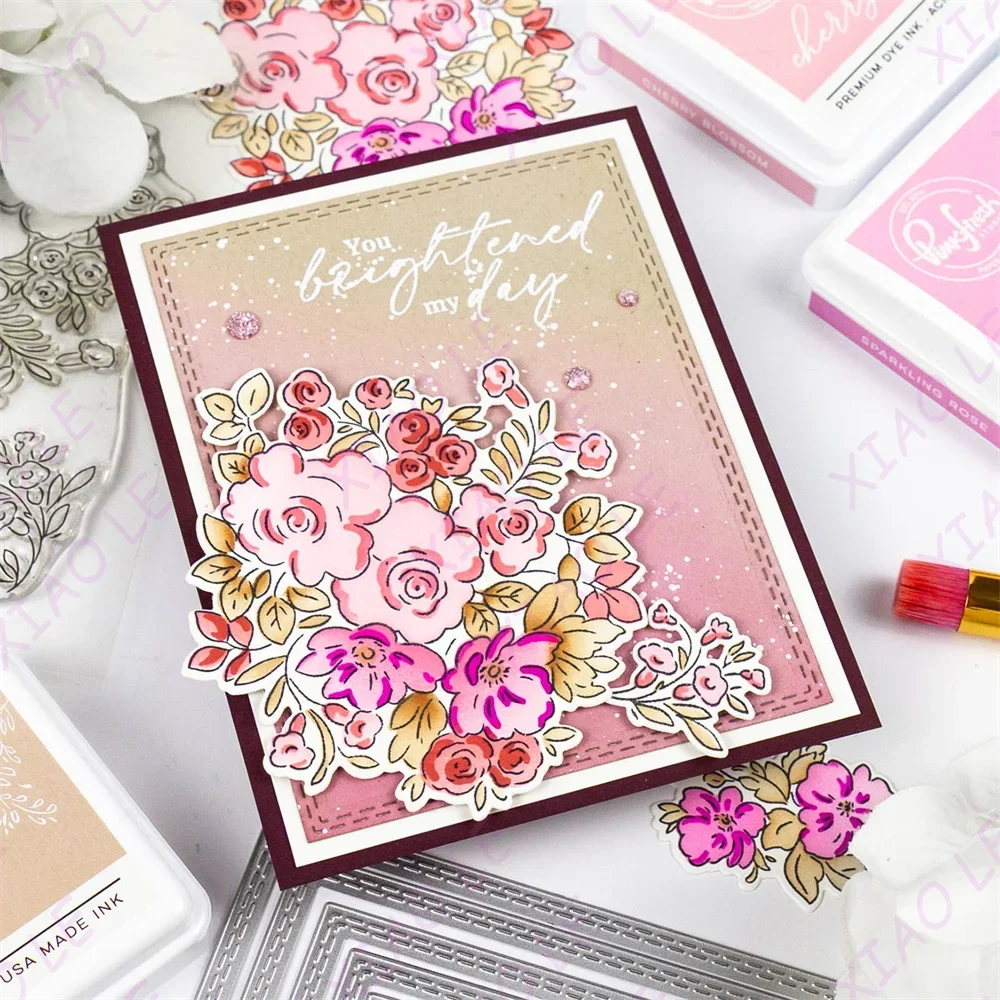 Foiled Script Sentiment Pink Fresh 2025 New Metal Cutting Dies Stamps Stencil Hot Foil Craft Embossing Make Paper Greeting Card