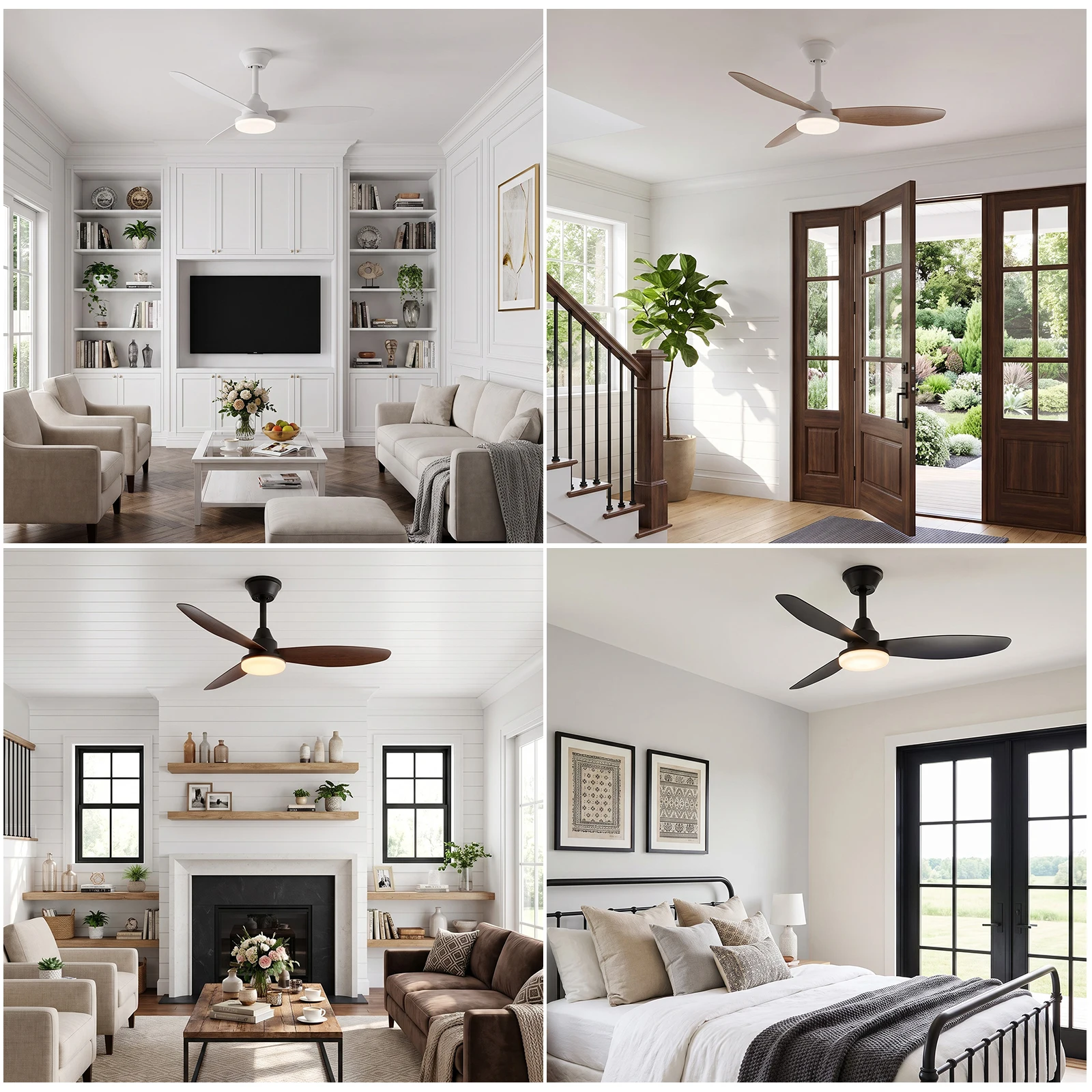 Ceiling Fans with Lights and Remote,Dimmable LED Light, Function,Modern  Indoor Outdoor Ceiling with Light for  Bedroom Patio