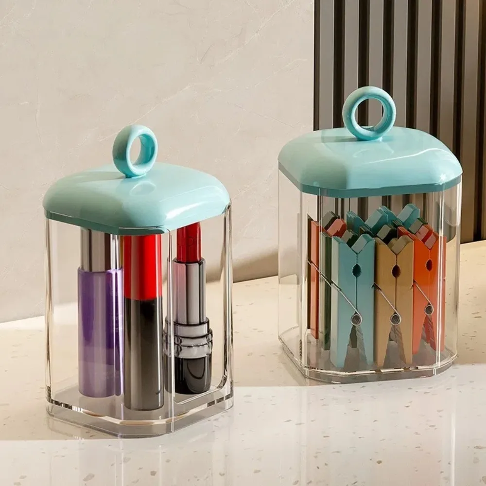 

Новый круглый ящик для хранения ватных палочек, прозрачный органайзер для макияжа, компактный чехол для хранения ювелирных изделий с крышкой