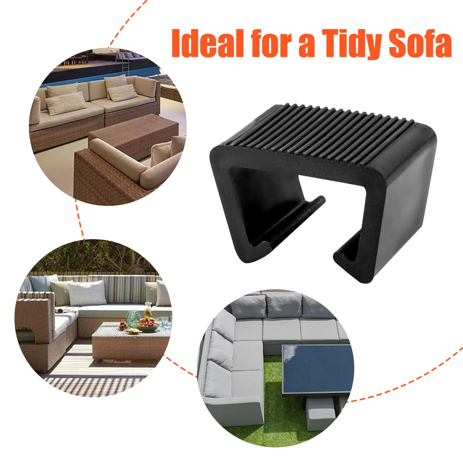 8 PCs Rattan Furniture Clips Sofa Wicker Sectional Patio Furniture Clips Prevent Sofa Moving Set Black Rattan Chair Fasteners Fo